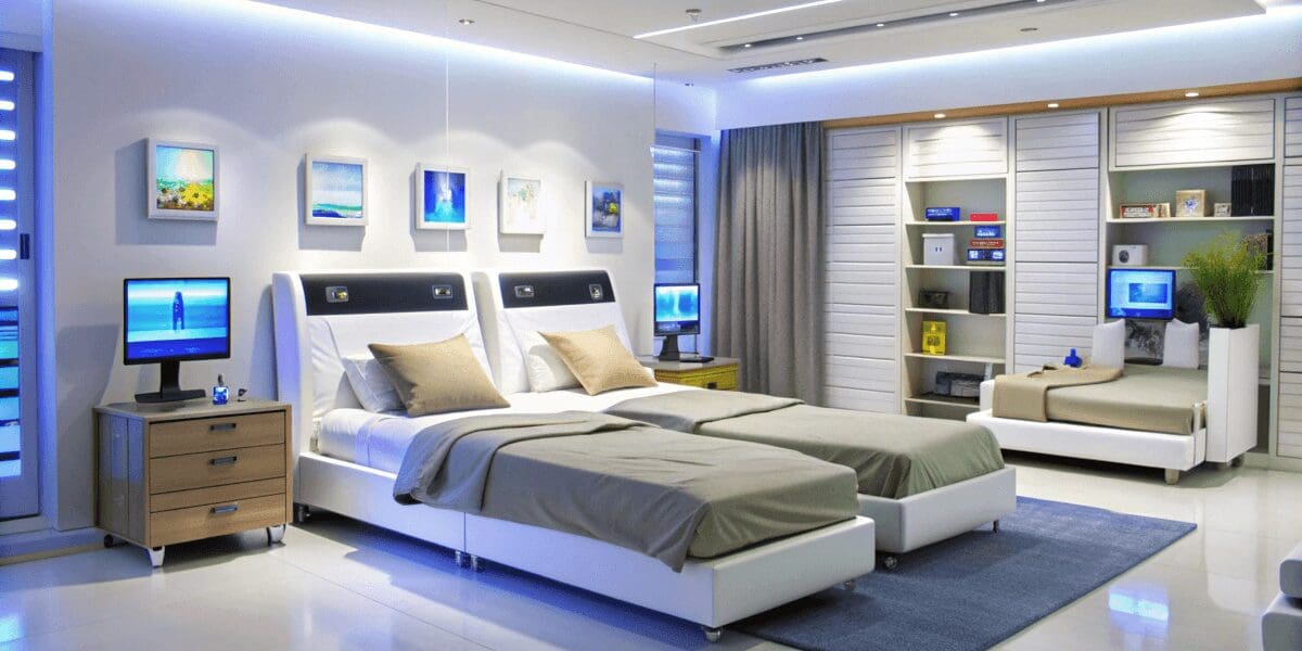 modern-bedroom-with-twin-beds-blue-rug