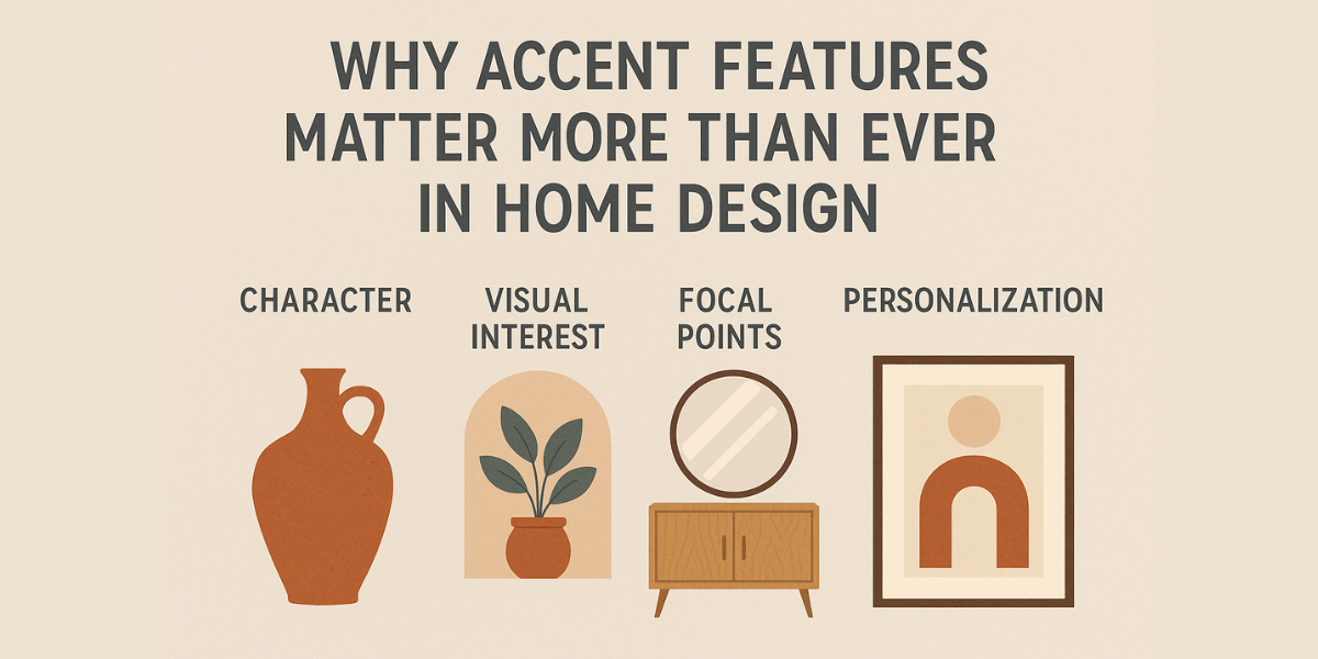 Depiction of accent features in home design, emphasizing their crucial role in creating stylish and functional living spaces.